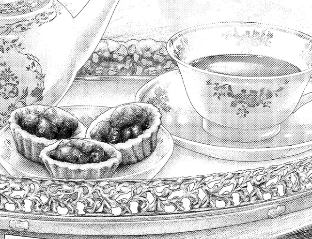 温かい紅茶と苺ジャムのタルト