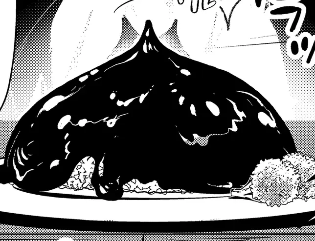 オムライスの黒蜜がけ